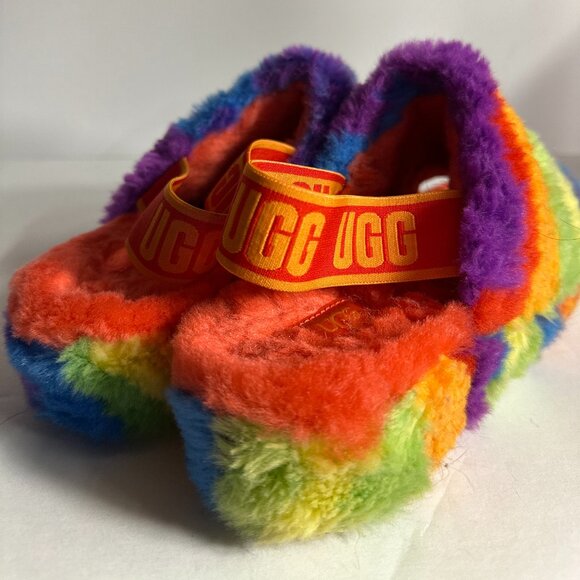 s8 | Ugg Fluff Yeah Slipper Slides | Rainbow Fluff🌈🦄✨ - Picture 4 of 6